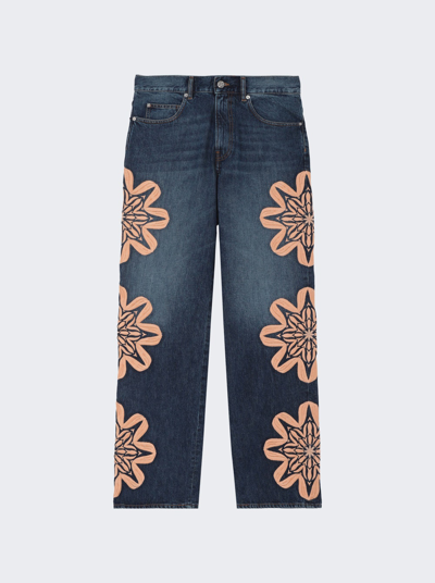 Shop Bluemarble Embroidered Bootcut Jeans In Blue