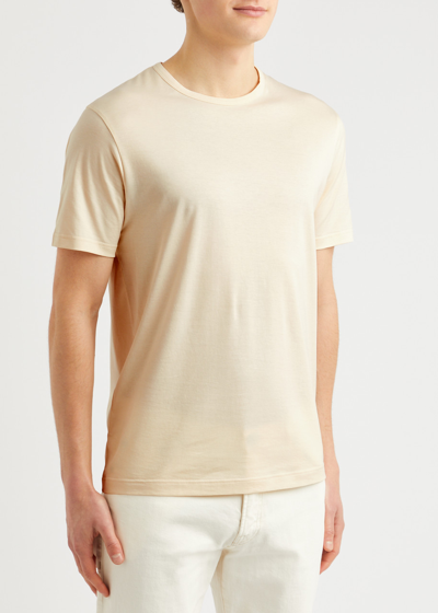 Shop Sunspel Cotton T-shirt In Ecru