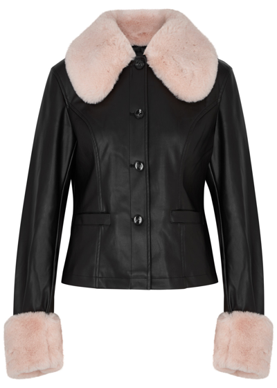 Shop Jakke Brittany Faux Leather Jacket In Black