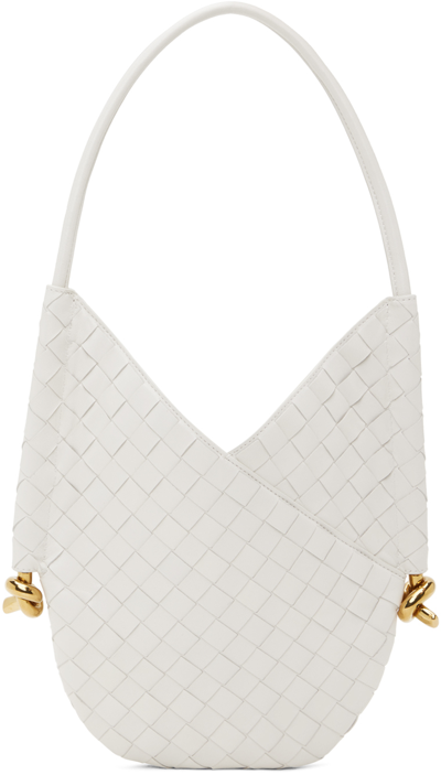 Shop Bottega Veneta White Small Solstice Shoulder Bag In 9092 White M Brass