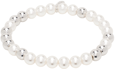 Shop Numbering Silver & White Beads Bracelet