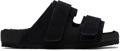 Shop Tekla Black Birkenstock Edition Uji Sandals In Slate