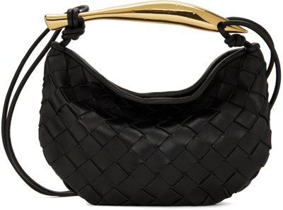 Bottega Veneta Black Mini Sardine Shoulder Bag In 1019 Black M Brass