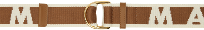 Shop Marni Brown & Off-white Logo Belt In 00m66 Moca