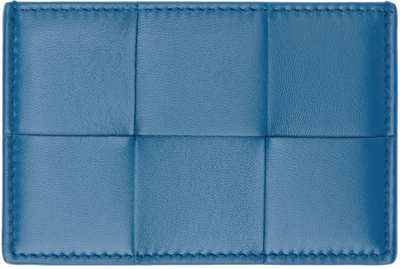 Shop Bottega Veneta Blue Cassette Card Holder In 4222 Deep Pacific
