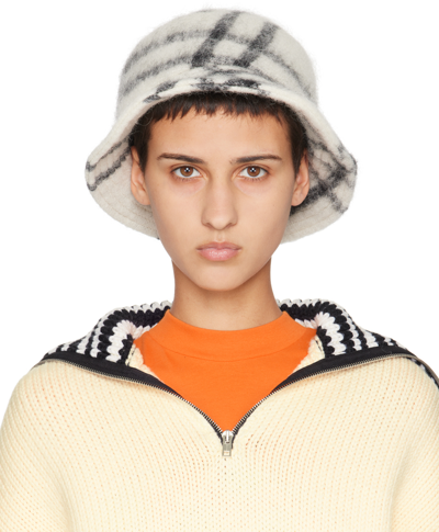 Shop Marni White Plaid Bucket Hat In Chw01 Lily White