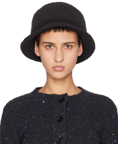 Shop Marni Black Brushed Alpaca Bucket Hat In 00n99 Black