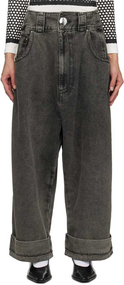Shop Vaquera Gray Baby Jeans In Dark Brown