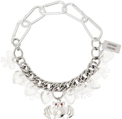 Shop Chopova Lowena Silver Bats & Bows Charm Necklace In Multi