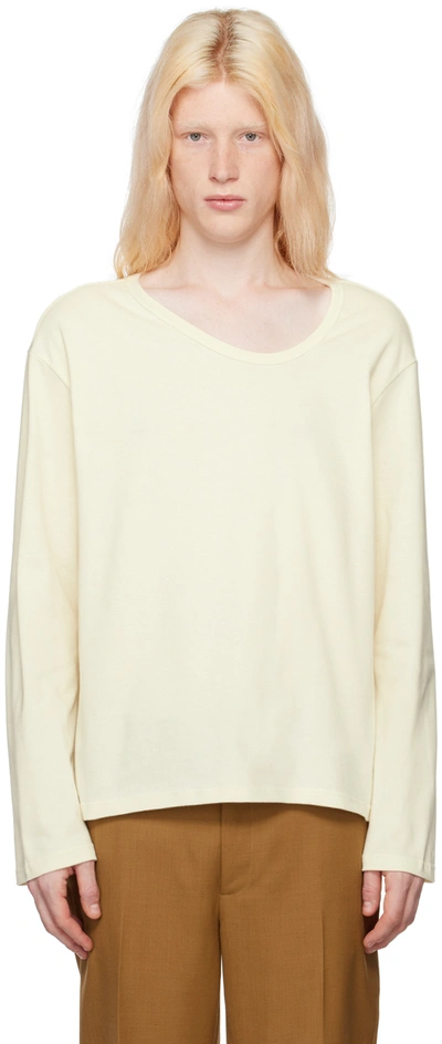 Shop Séfr Off-white Uneven Long Sleeve T-shirt In Off White Jersey