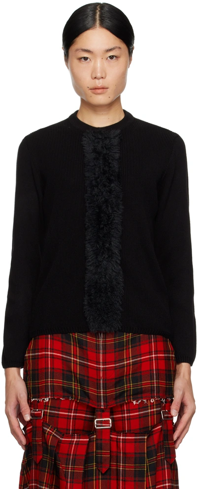 Shop Black Comme Des Garçons Black Faux-fur Trim Sweater In 1 Black