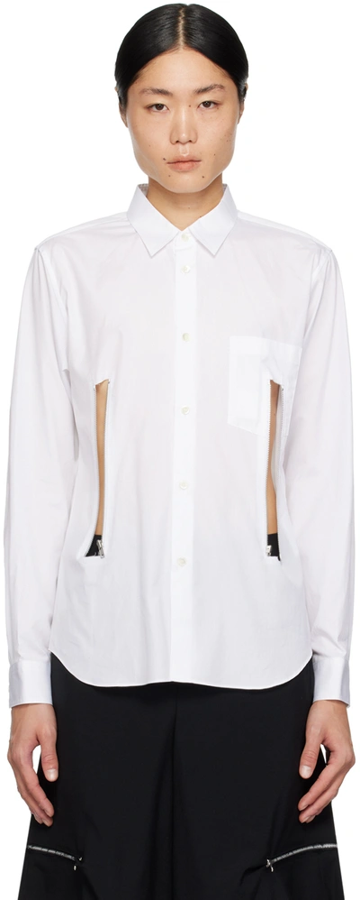 Shop Black Comme Des Garçons White Zip Vent Shirt In 1 White