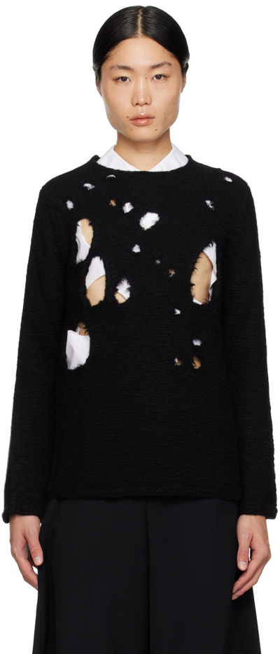 Shop Black Comme Des Garçons Black Distressed Sweater In 1 Black