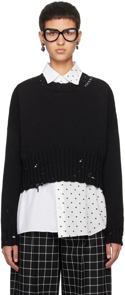 Shop Marni Black Disheveled Sweater In 00n99 Black
