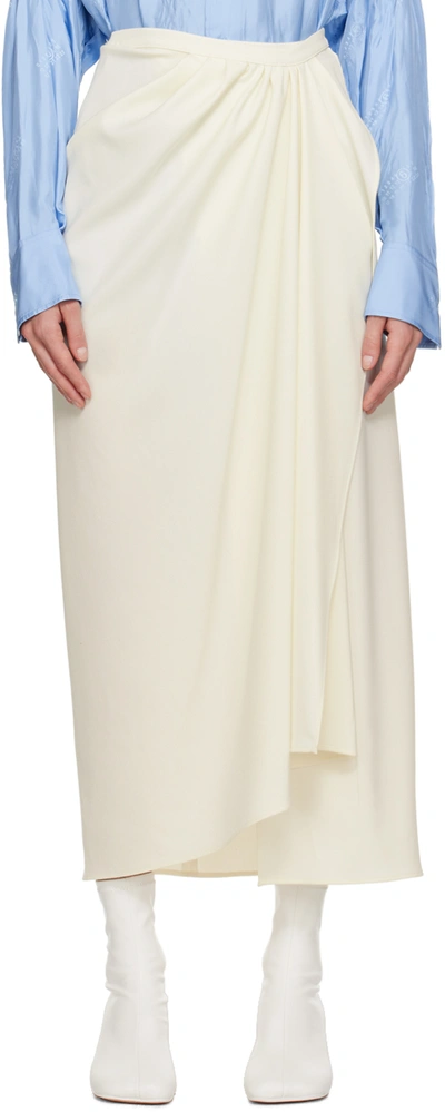 Shop Mm6 Maison Margiela Off-white Wrap Maxi Skirt In 101 Off White