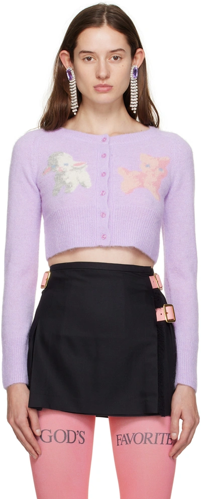 Shop Pristine Purple Bambina Cardigan In Lavender