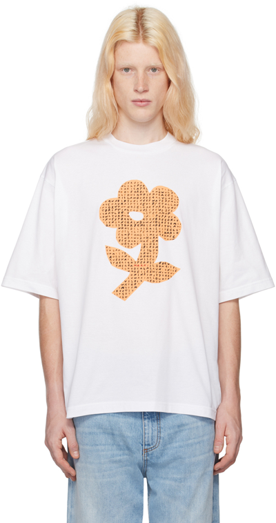 Shop Marni White Wordsearch Flower T-shirt In Fww01 Lily White