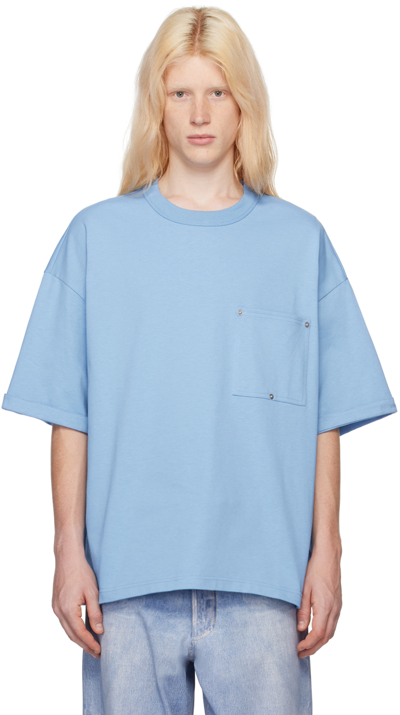 Shop Bottega Veneta Blue Relaxed T-shirt In 4225-admiral