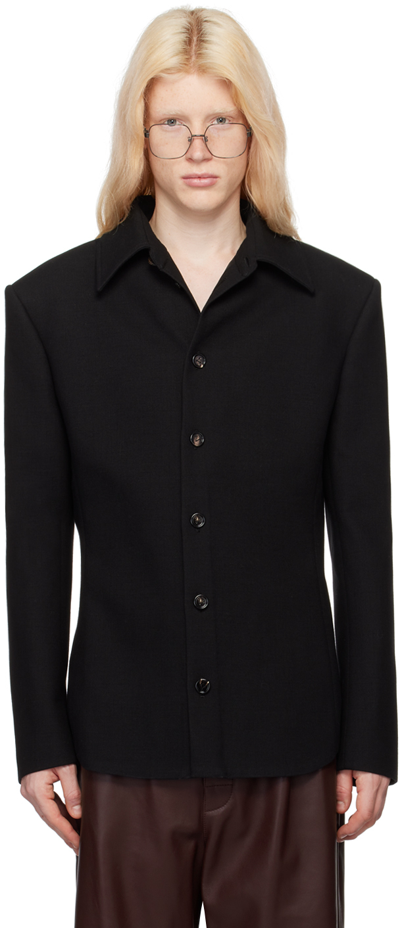 Shop Bottega Veneta Black Structured Jacket In 1000-black
