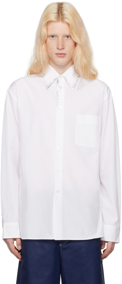 Shop Marni White Beaded Shirt In 00w01 Lily White