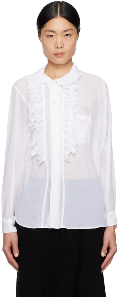 Shop Black Comme Des Garçons White Ruffled Shirt In 2 White