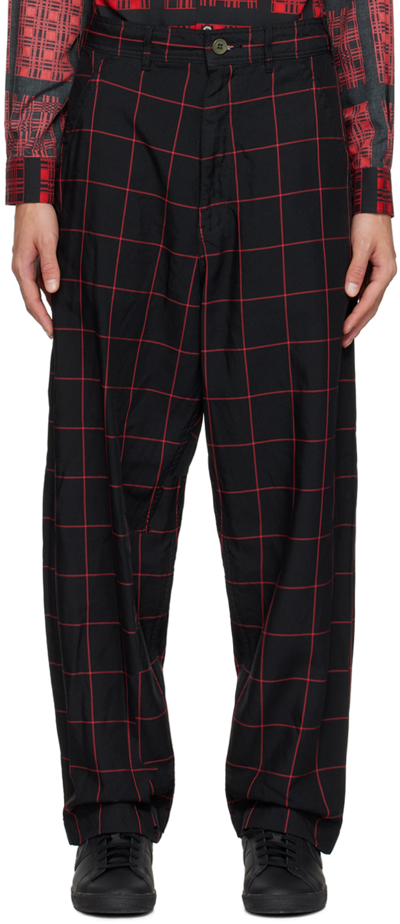 Shop Black Comme Des Garçons Black Check Trousers In 1 Black/red