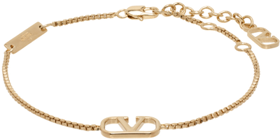 Shop Valentino Gold Vlogo Signature Bracelet In Oro 18