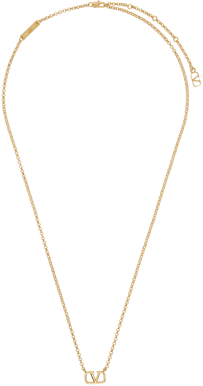 Shop Valentino Gold Vlogo Signature Necklace In Oro 18