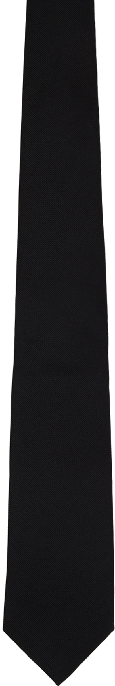 Shop Bottega Veneta Black Silk Tie In 1000-black