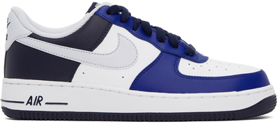 Shop Nike Blue & White Air Force 1 '07 Lv8 Sneakers In White/football Grey-