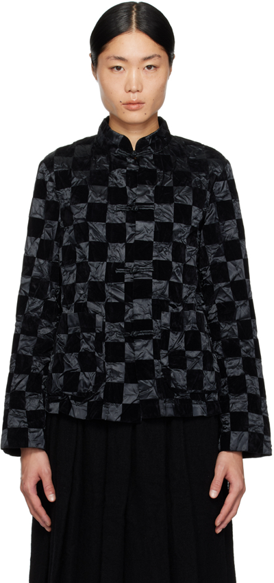 Shop Black Comme Des Garçons Black Check Jacket In 1 Black/ Black