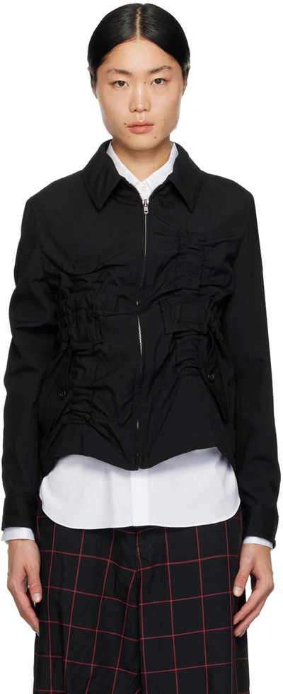 Shop Black Comme Des Garçons Black Ruched Jacket In 1 Black