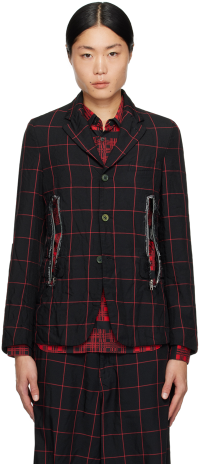 Shop Black Comme Des Garçons Black & Red Vented Blazer In 1 Black/red