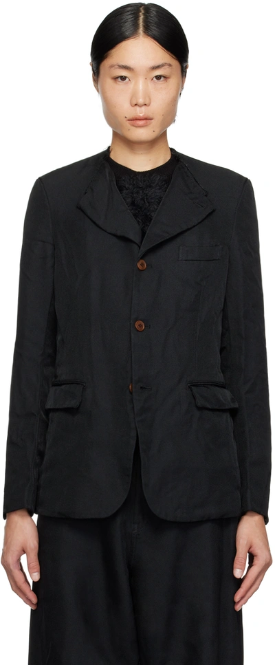 Shop Black Comme Des Garçons Black Deconstructed Collar Blazer In 1 Black