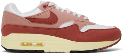 Shop Nike Red & White Air Max 1 Sneakers In Sail/cedar-red