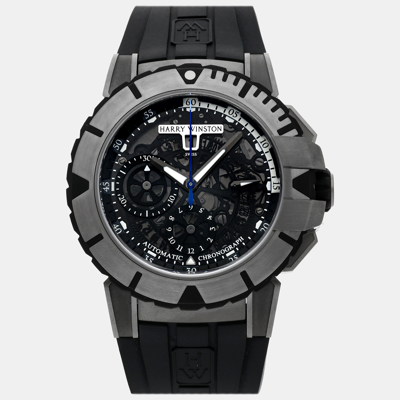 Pre-owned Harry Winston Black Ocean Sport 411/mca44zc.k Automatic Men's Wristwatch 44 Mm