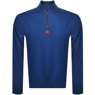 Shop Hugo Durty Half Zip Sweatshirt Blue