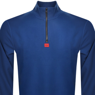 Shop Hugo Durty Half Zip Sweatshirt Blue
