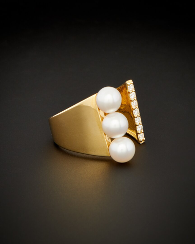 Shop Italian Gold 18k  Pearl Ring