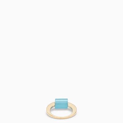 Shop Alíta Aliita Deco Cylinder Ring With Agate In Metal