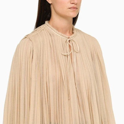 Shop Chloé Beige Pleated Blouse In Brown