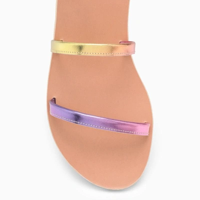 Ancient Greek Sandals Laminated Effect Leather Gladiator Sandals In Multicolor