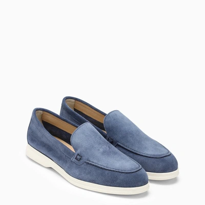 Shop Doucal's Suede Loafer In Blue