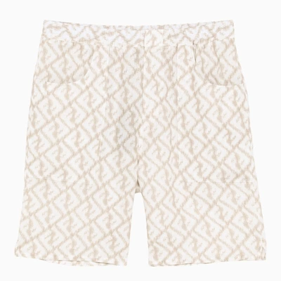 Shop Fendi Beige/white Bermuda Shorts In Multicolor