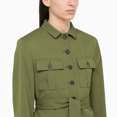 Shop Golden Goose Pesto Single-breasted Jacket With Belt In Green