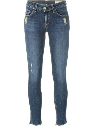Shop Rag & Bone Distressed Cropped Jeans In Blue