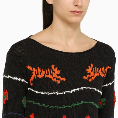 Shop Kenzo Crew-neck Sweater With Inlay In Black