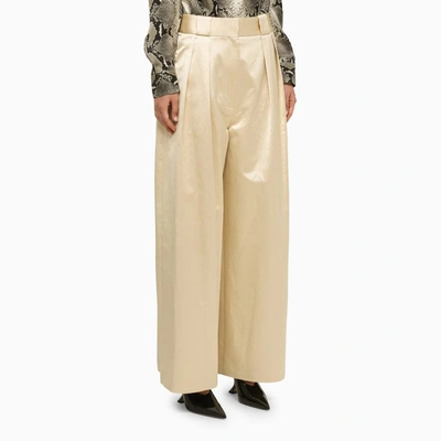 Shop Khaite Ecru Trousers With Pleats In Beige