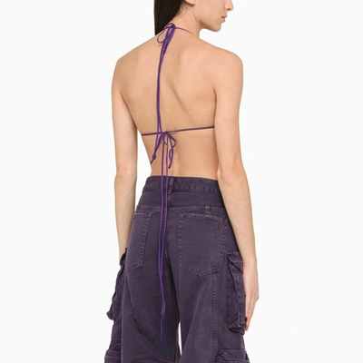 Laquan Smith Sequined Halterneck Bra Top In Purple