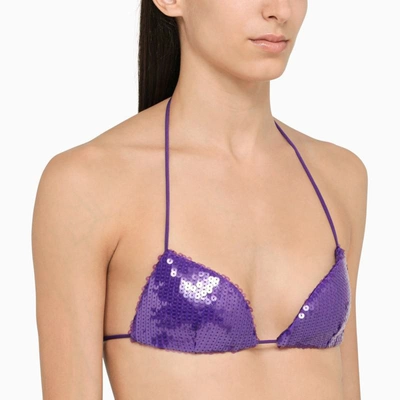 Shop Laquan Smith Sequin Top In Purple